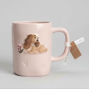 Rae Dunn Disney Lady and the Tramp Little Lady Pink Heart Embossed Mug NWT